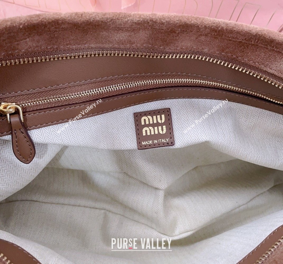 Miu Miu Medium Aventure suede hobo bag Brown 2025 5BC181 (JD-250407117)