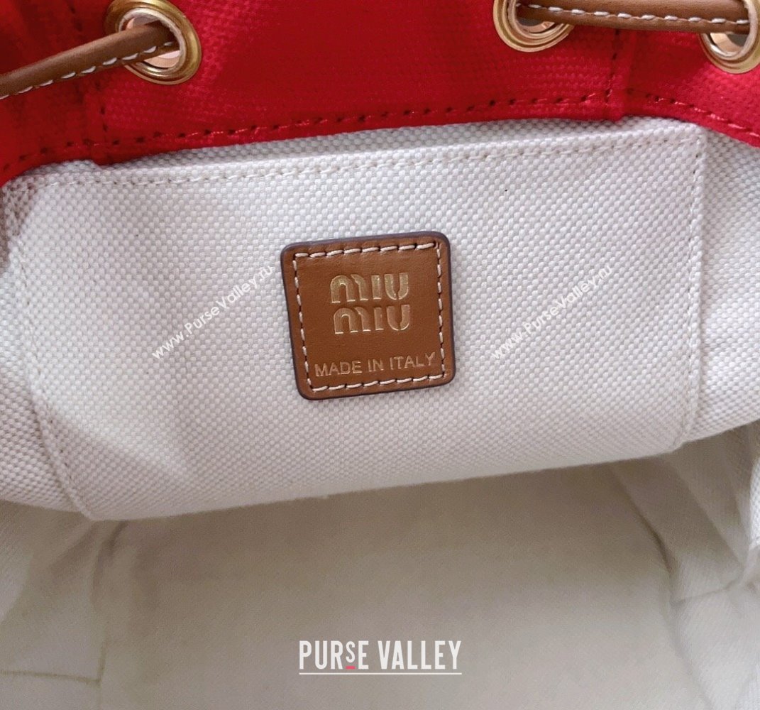 Miu Miu Canvas and leather backpack bag Red 2025 5BZ043 (JD-250407101)