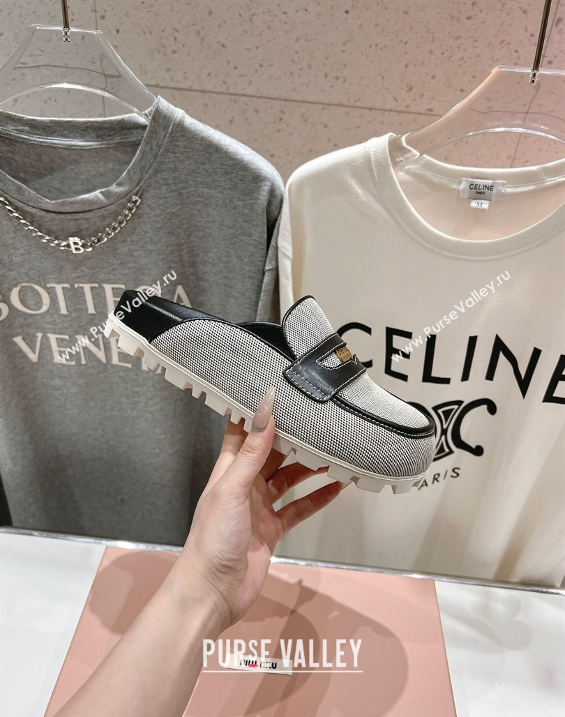 Miu Miu Penny Leather and Canvas Platform Mules Black 2025 0426 (MD-250426032)