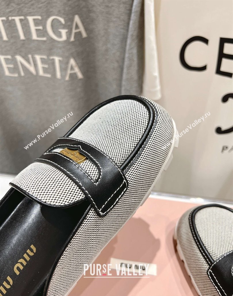 Miu Miu Penny Leather and Canvas Platform Mules Black 2025 0426 (MD-250426032)