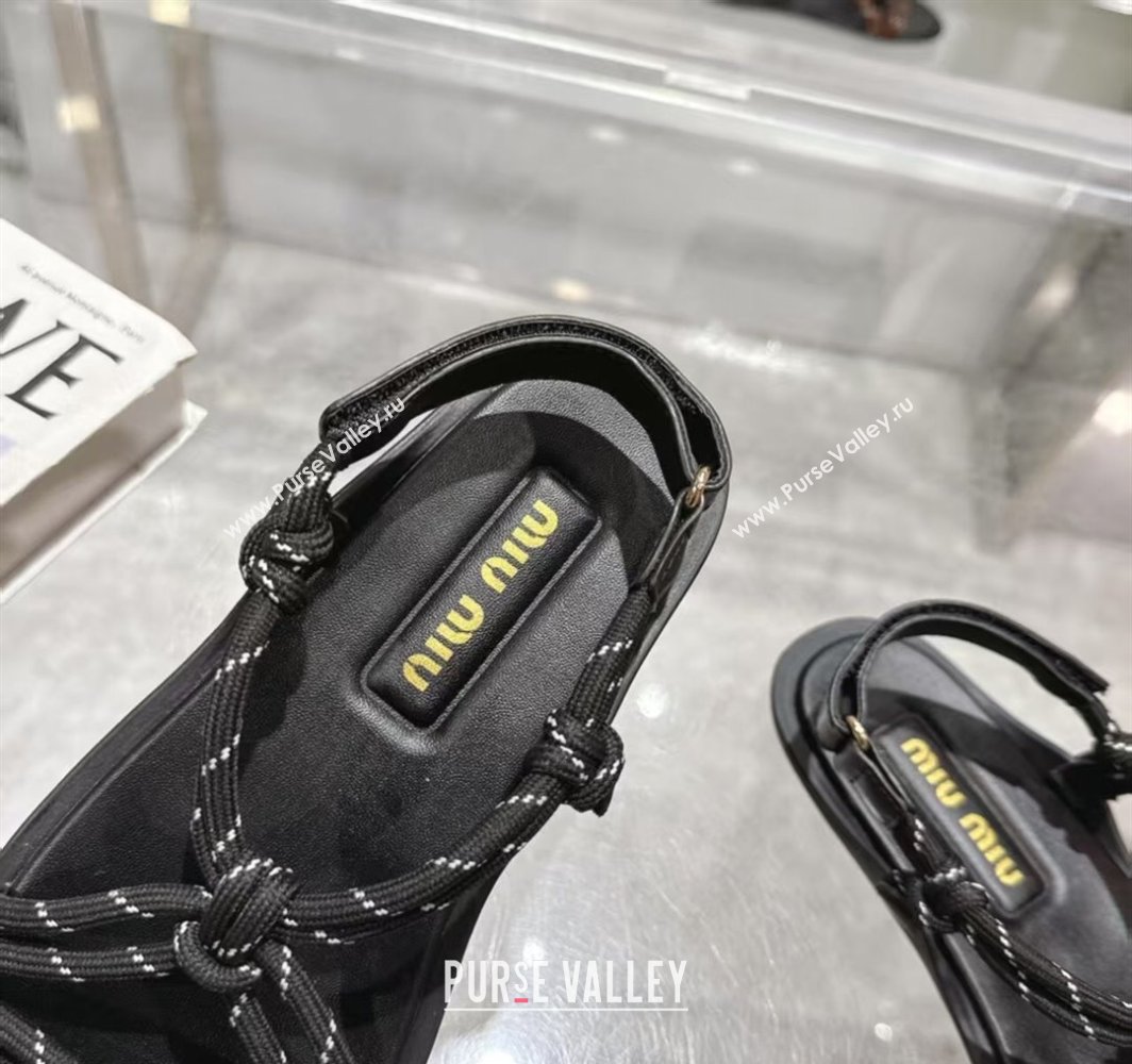Miu Miu Riviere Cord Flat Sandals Black 2025 5X420E (MD-250426060)
