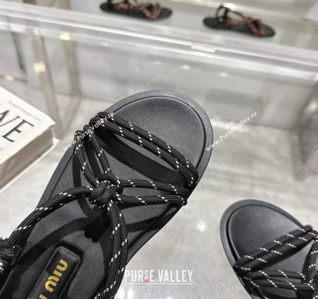 Miu Miu Riviere Cord Flat Sandals Black 2025 5X420E (MD-250426060)