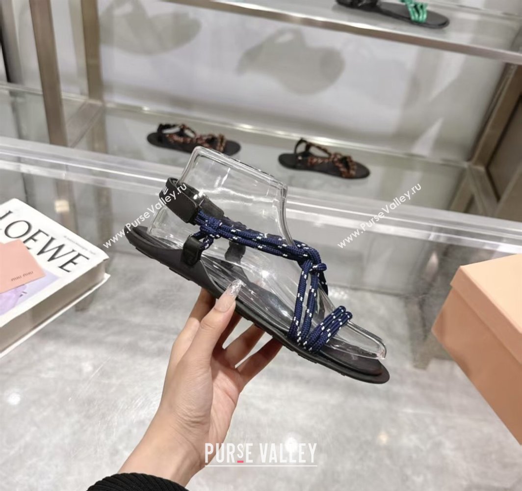 Miu Miu Riviere Cord Flat Sandals Blue 2025 5X420E (MD-250426061)