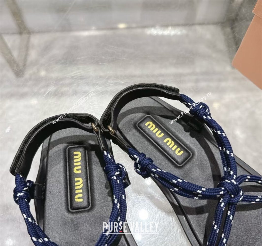 Miu Miu Riviere Cord Flat Sandals Blue 2025 5X420E (MD-250426061)