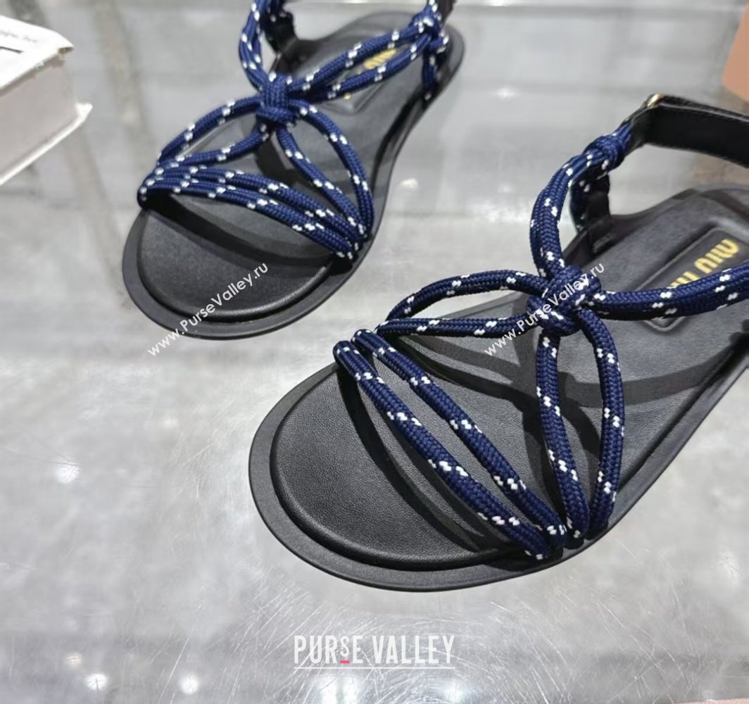 Miu Miu Riviere Cord Flat Sandals Blue 2025 5X420E (MD-250426061)