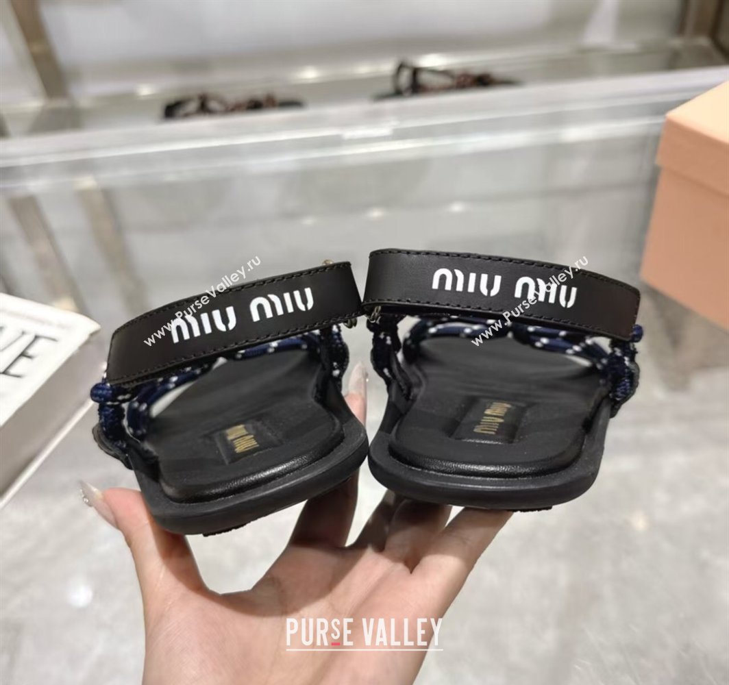 Miu Miu Riviere Cord Flat Sandals Blue 2025 5X420E (MD-250426061)
