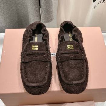 Miu Miu Suede flat loafers Briarwood Brown 2025 5D341E (MD-250426033)