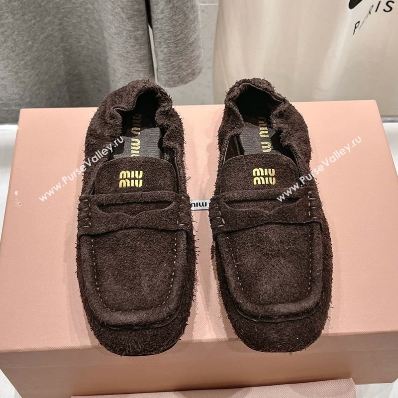 Miu Miu Suede flat loafers Briarwood Brown 2025 5D341E (MD-250426033)