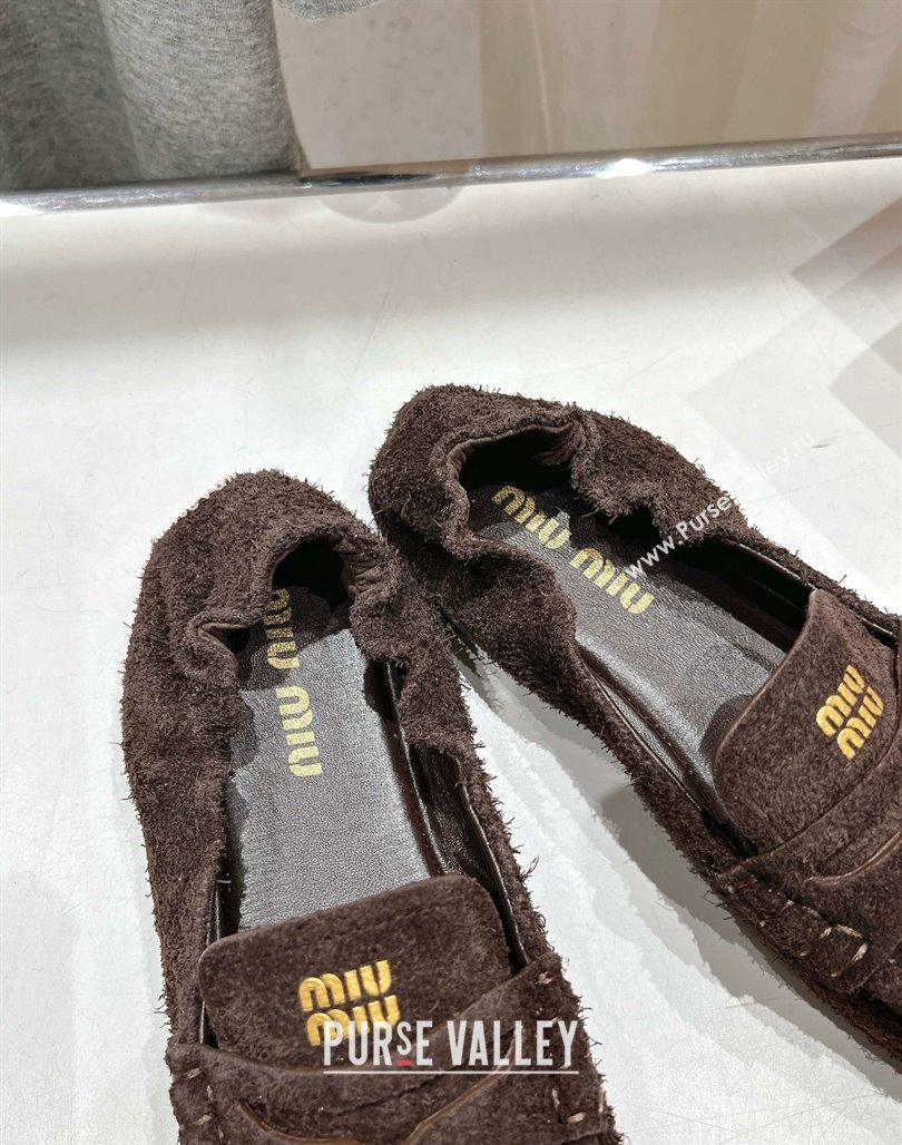 Miu Miu Suede flat loafers Briarwood Brown 2025 5D341E (MD-250426033)