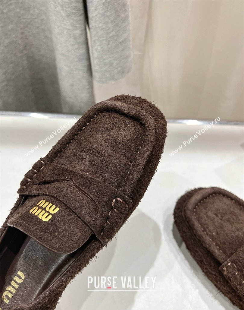 Miu Miu Suede flat loafers Briarwood Brown 2025 5D341E (MD-250426033)