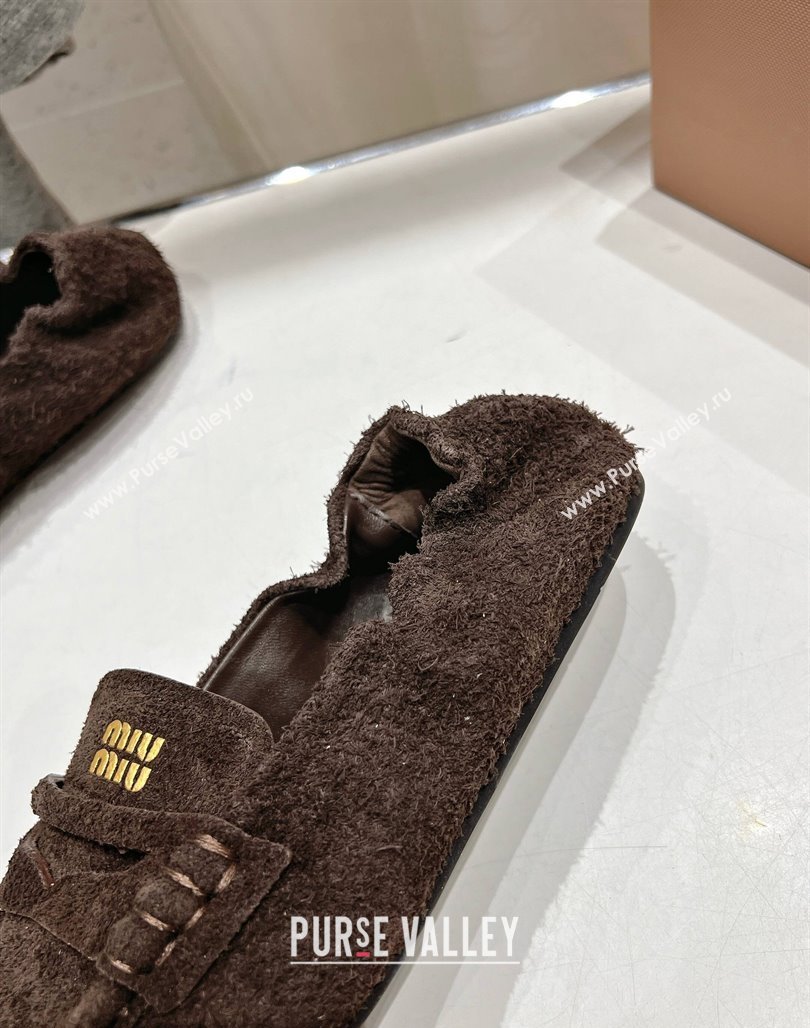 Miu Miu Suede flat loafers Briarwood Brown 2025 5D341E (MD-250426033)