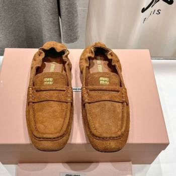 Miu Miu Suede flat loafers Brown2 2025 5D341E (MD-250426034)