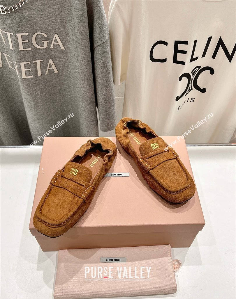 Miu Miu Suede flat loafers Brown2 2025 5D341E (MD-250426034)