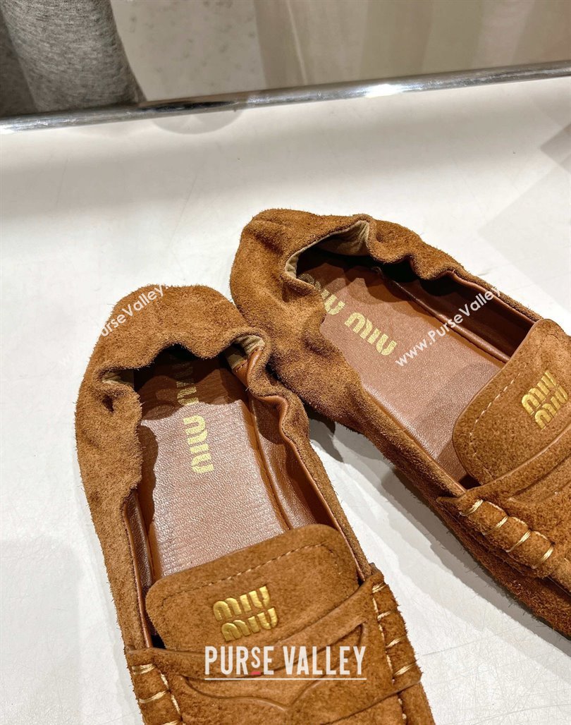 Miu Miu Suede flat loafers Brown2 2025 5D341E (MD-250426034)