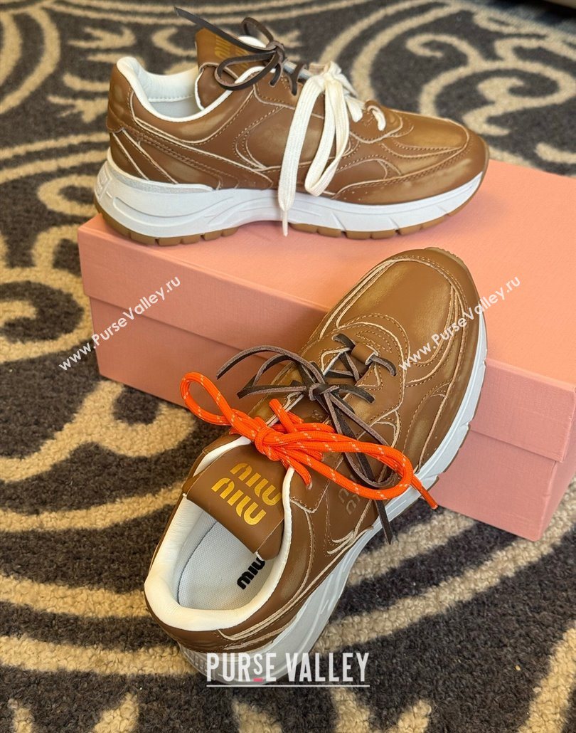 New Balance x Miu Miu Sneakers in Calf Leather Tan Brown 2025 MIU060302 (SS-250603102)