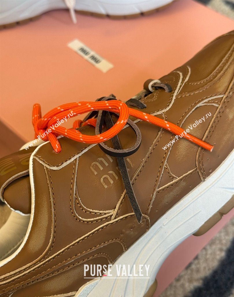 New Balance x Miu Miu Sneakers in Calf Leather Tan Brown 2025 MIU060302 (SS-250603102)