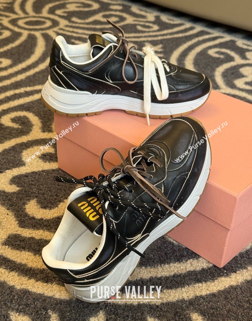 New Balance x Miu Miu Sneakers in Calf Leather Black 2025 MIU060302 (SS-250603103)