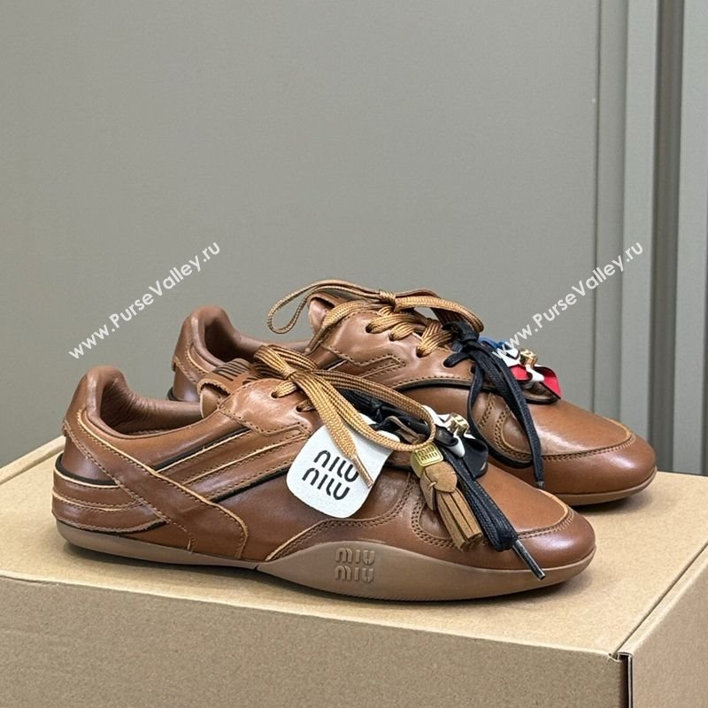 Miu Miu Gymnasium Sneakers in Calf Leather Brown 2025 (SS-250603119)