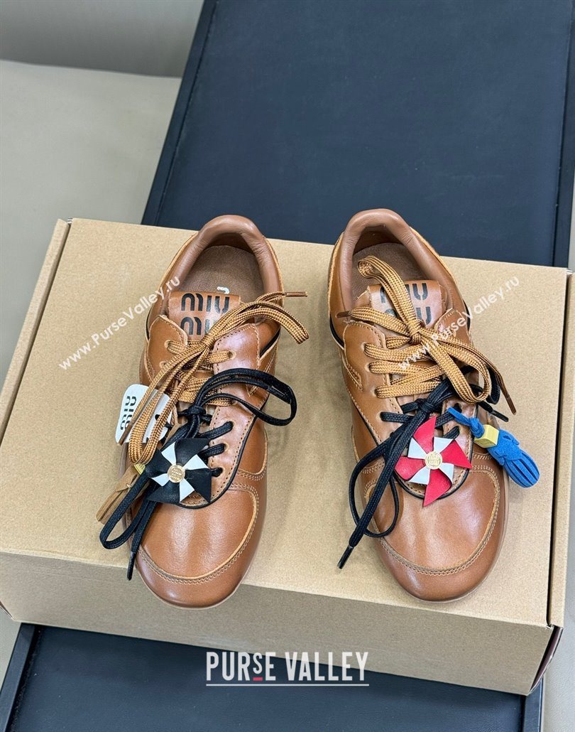 Miu Miu Gymnasium Sneakers in Calf Leather Brown 2025 (SS-250603119)