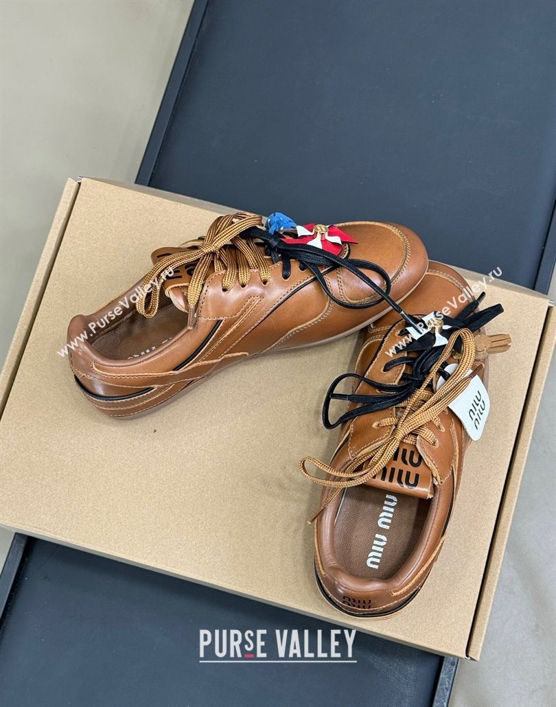 Miu Miu Gymnasium Sneakers in Calf Leather Brown 2025 (SS-250603119)