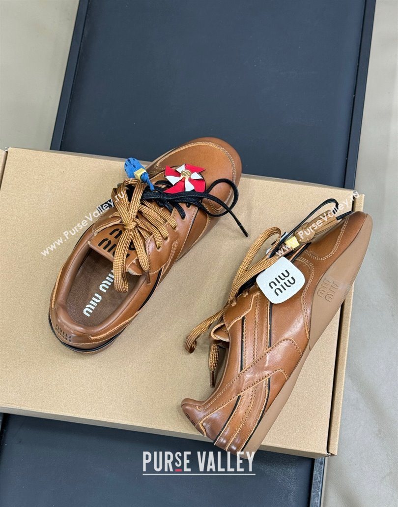 Miu Miu Gymnasium Sneakers in Calf Leather Brown 2025 (SS-250603119)