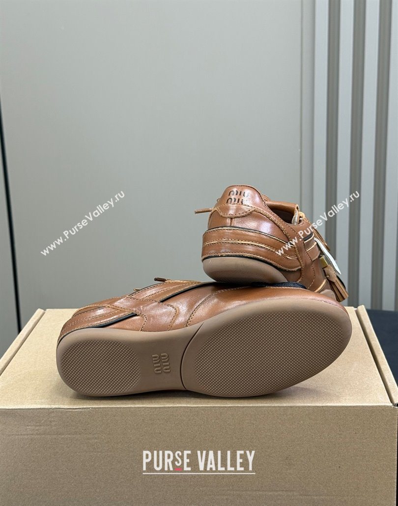 Miu Miu Gymnasium Sneakers in Calf Leather Brown 2025 (SS-250603119)