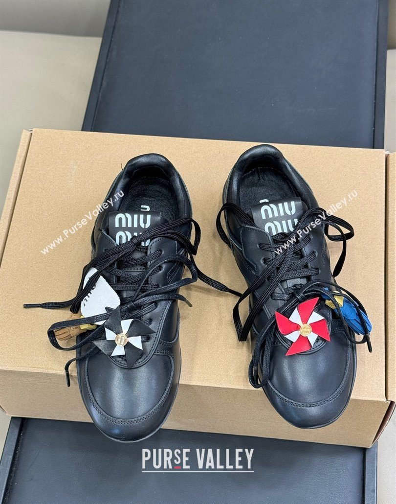 Miu Miu Gymnasium Sneakers in Calf Leather Black 2025 (SS-250603121)