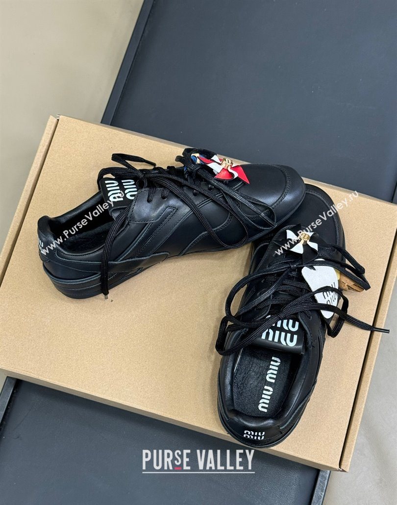 Miu Miu Gymnasium Sneakers in Calf Leather Black 2025 (SS-250603121)