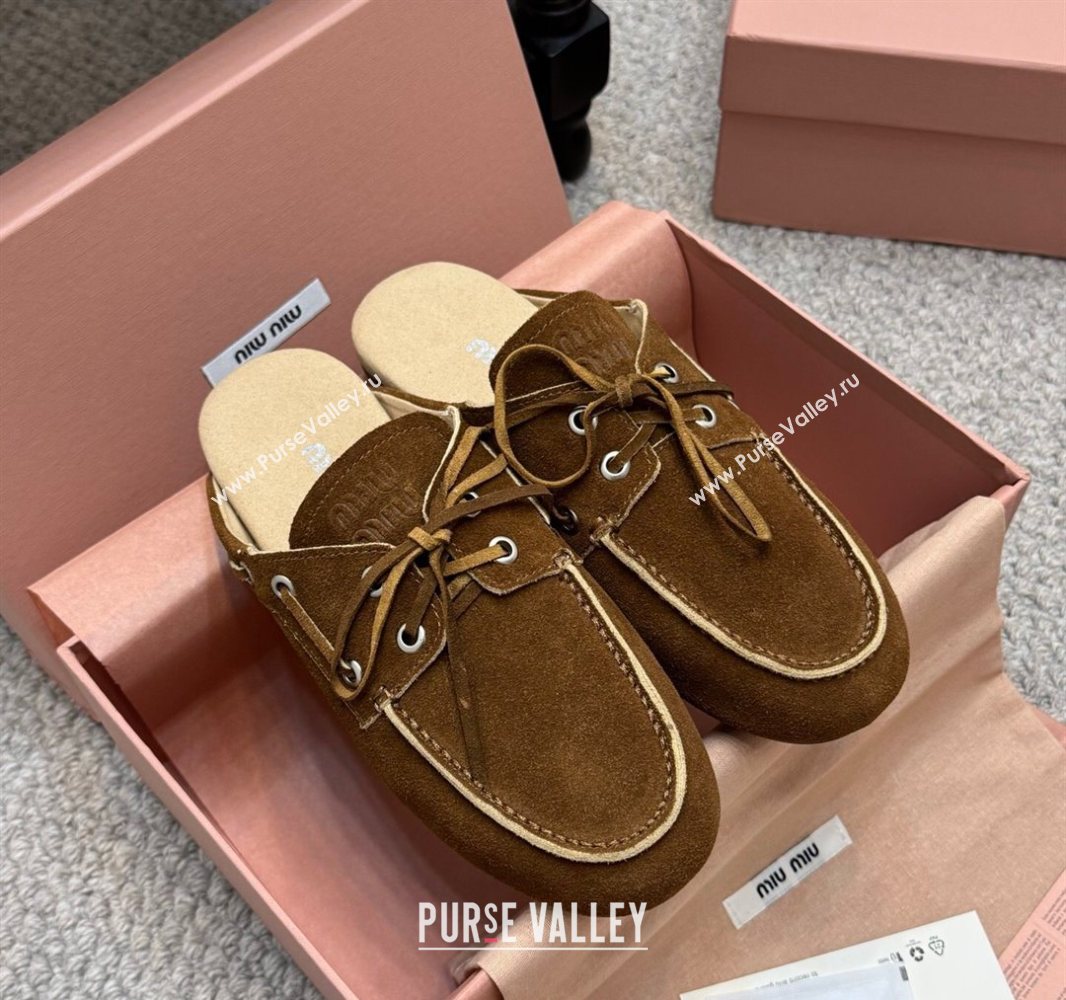 Miu Miu Faded Suede Sneaker Mules Dark Brown 2025 5D455E (SS-250603127)