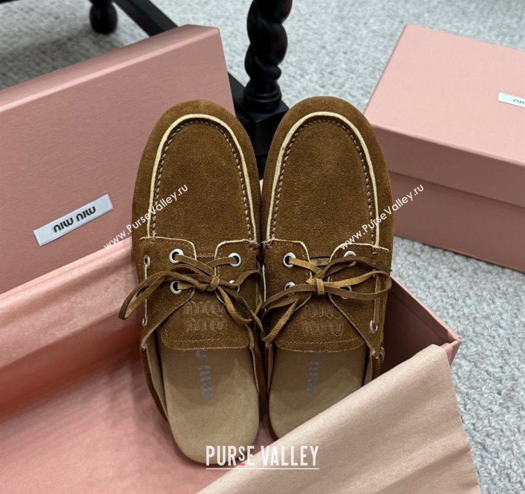 Miu Miu Faded Suede Sneaker Mules Dark Brown 2025 5D455E (SS-250603127)