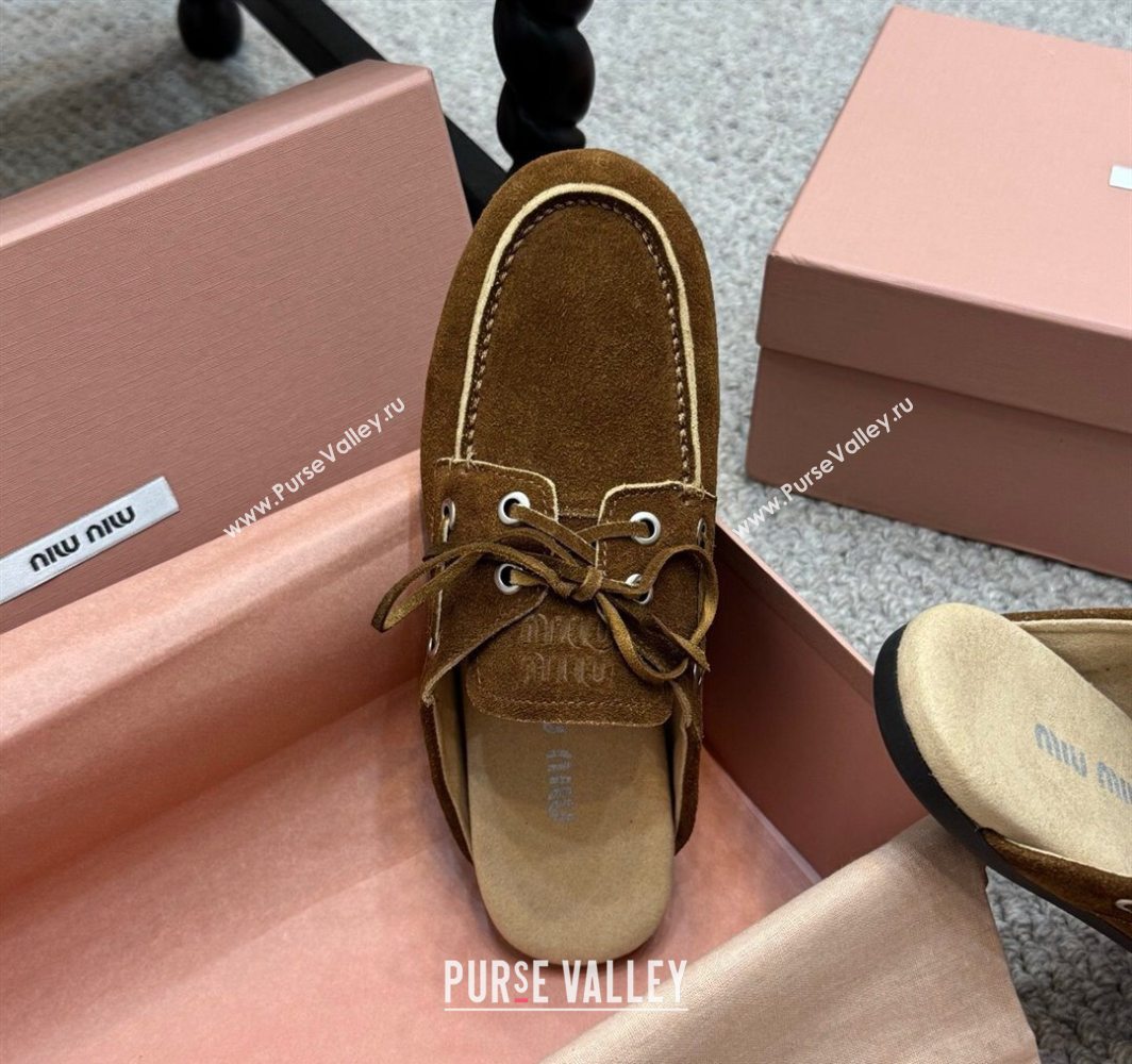 Miu Miu Faded Suede Sneaker Mules Dark Brown 2025 5D455E (SS-250603127)