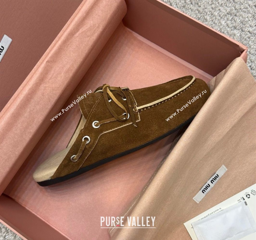 Miu Miu Faded Suede Sneaker Mules Dark Brown 2025 5D455E (SS-250603127)