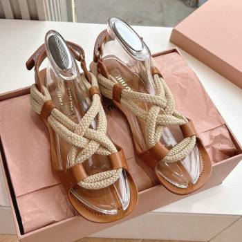 Miu Miu Flat Cord Sandals Brown 2025 5X415E (HQG-250603150)