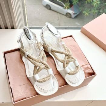 Miu Miu Flat Cord Sandals White 2025 5X415E (HQG-250603152)