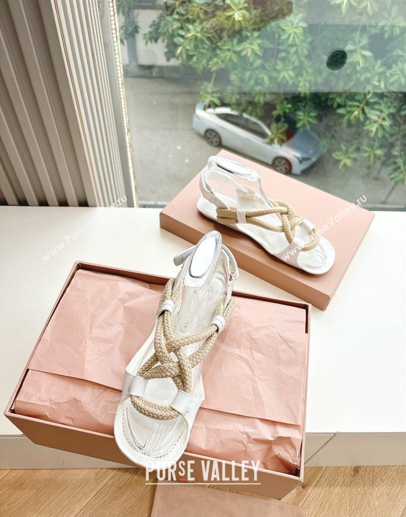 Miu Miu Flat Cord Sandals White 2025 5X415E (HQG-250603152)