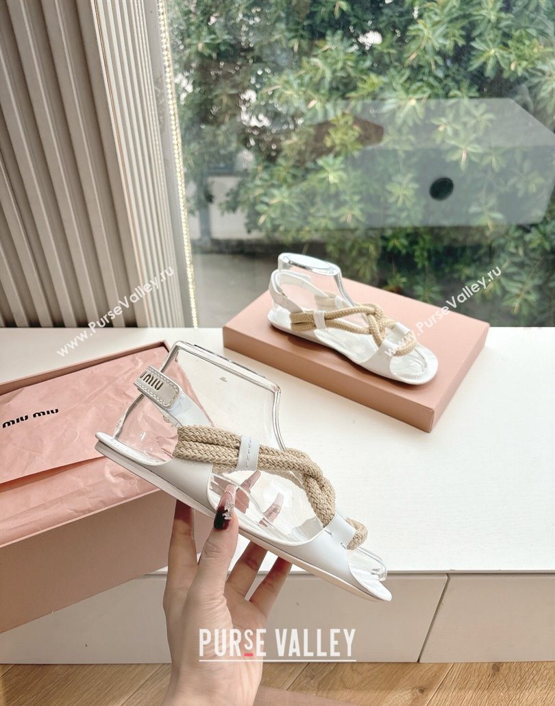Miu Miu Flat Cord Sandals White 2025 5X415E (HQG-250603152)