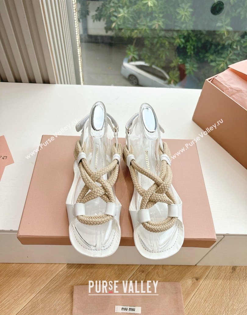 Miu Miu Flat Cord Sandals White 2025 5X415E (HQG-250603152)