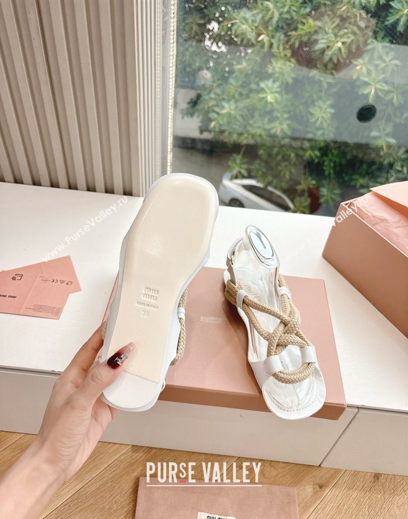 Miu Miu Flat Cord Sandals White 2025 5X415E (HQG-250603152)