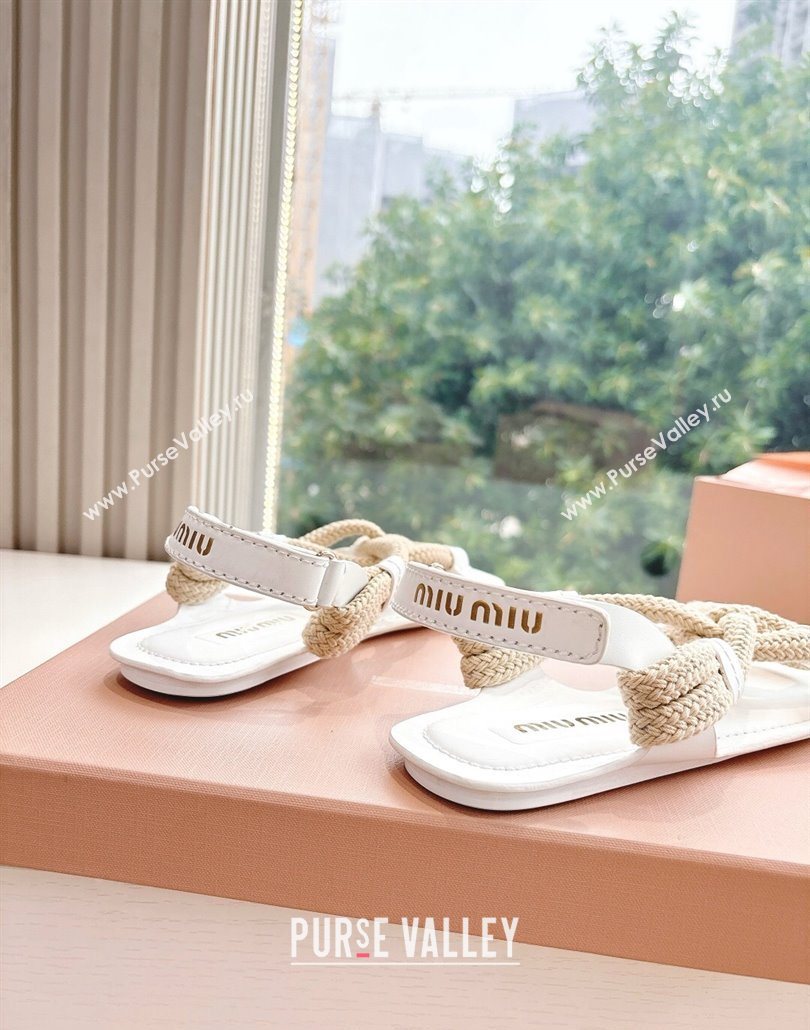 Miu Miu Flat Cord Sandals White 2025 5X415E (HQG-250603152)