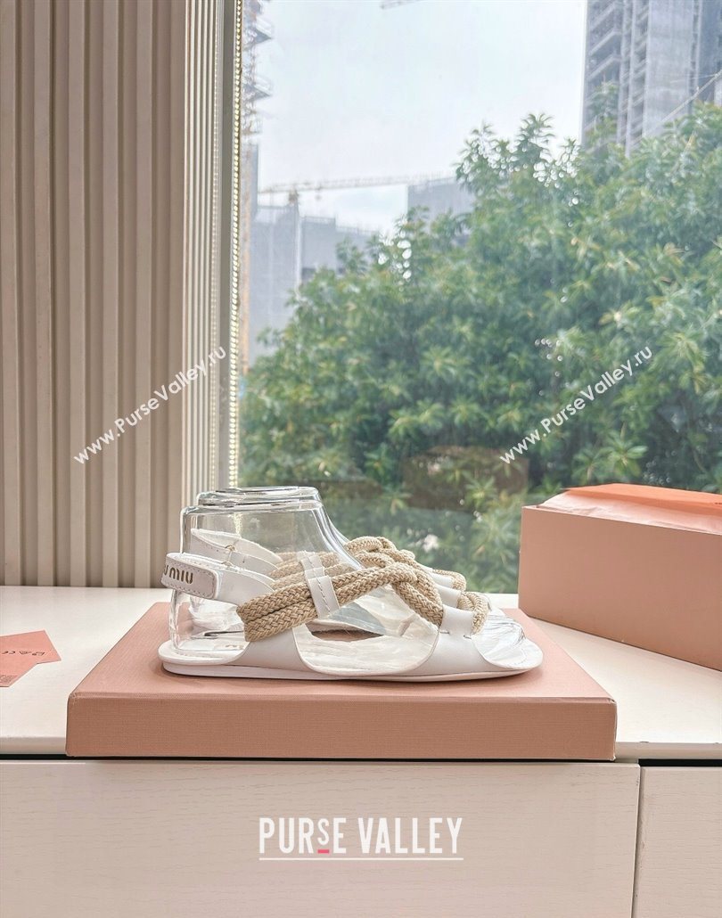 Miu Miu Flat Cord Sandals White 2025 5X415E (HQG-250603152)