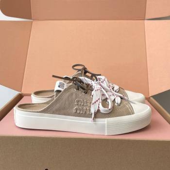 Miu Miu Washed Denim Sneaker Mules Grey 2025 5E384E (HQG-250603088)