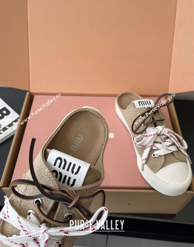 Miu Miu Washed Denim Sneaker Mules Grey 2025 5E384E (HQG-250603088)