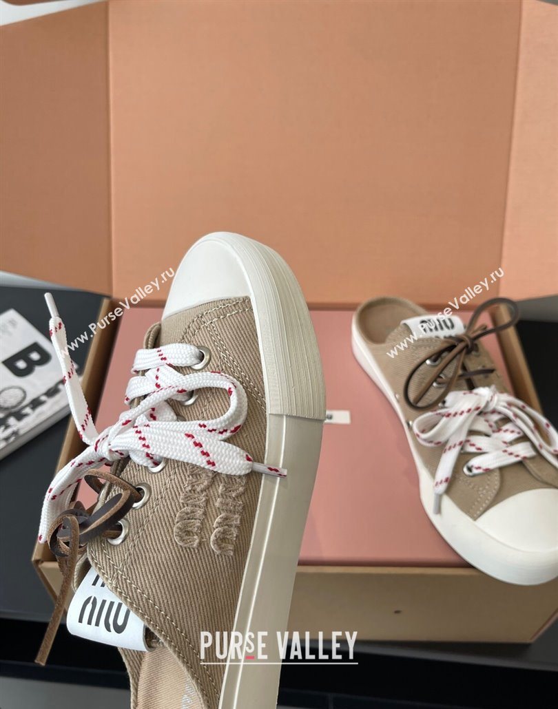 Miu Miu Washed Denim Sneaker Mules Grey 2025 5E384E (HQG-250603088)