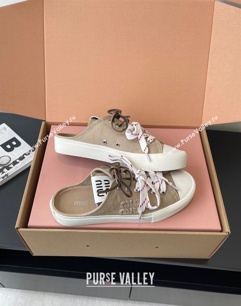 Miu Miu Washed Denim Sneaker Mules Grey 2025 5E384E (HQG-250603088)