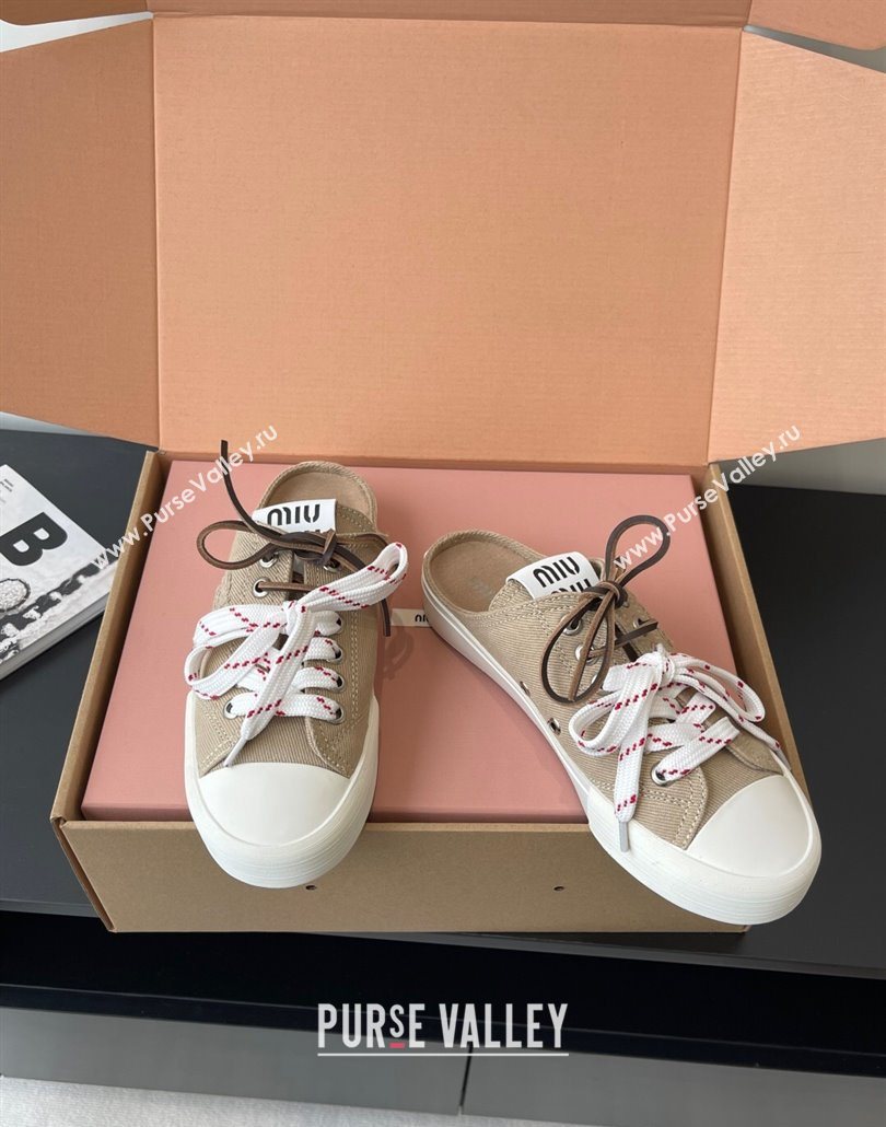 Miu Miu Washed Denim Sneaker Mules Grey 2025 5E384E (HQG-250603088)