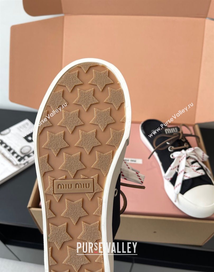 Miu Miu Washed Denim Sneaker Mules Black 2025 5E384E (HQG-250603089)