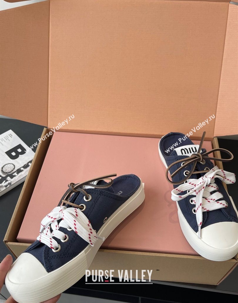 Miu Miu Washed Denim Sneaker Mules Dark Blue 2025 5E384E (HQG-250603090)
