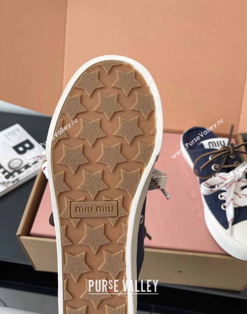 Miu Miu Washed Denim Sneaker Mules Dark Blue 2025 5E384E (HQG-250603090)