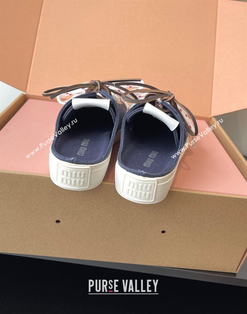 Miu Miu Washed Denim Sneaker Mules Dark Blue 2025 5E384E (HQG-250603090)