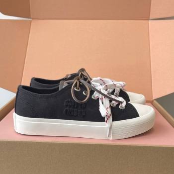 Miu Miu Washed Denim Low-top Sneakers Black 2025 5E384E (HQG-250603093)